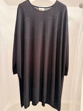 Vintage Linda Lundstrom Long  Sleeve Black Women's Dress with Bead Detailing